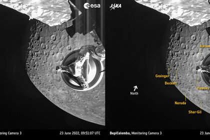 Another view of craters on Mercury by the BepiColombo spacecraft