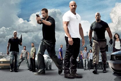 The cast of Fast Five appears in poster art