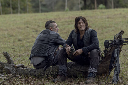 (L-R) Norman Reedus as Daryl Dixon, Jeffrey Dean Morgan as Negan in The Walking Dead