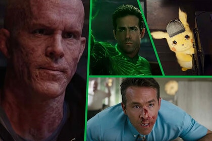 Ryan Reynolds in Deadpool (2016), Green Lantern (2011), Pokémon Detective Pikachu (2019), Free Guy (2021).